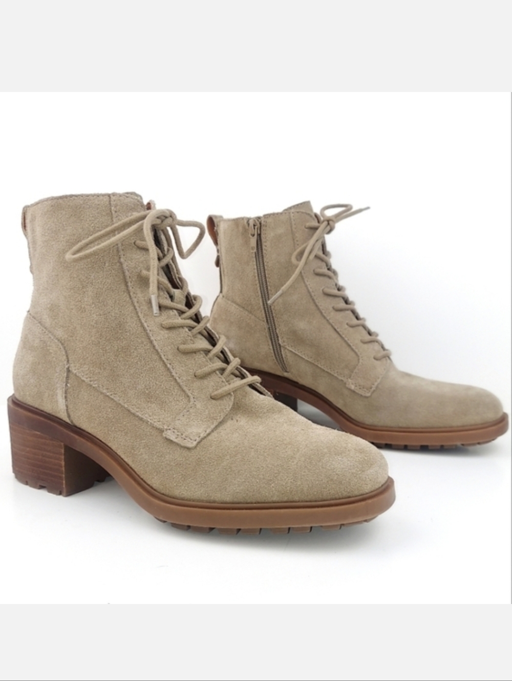 Lucky Brand Tan Suede Lace Up Boots 9.5